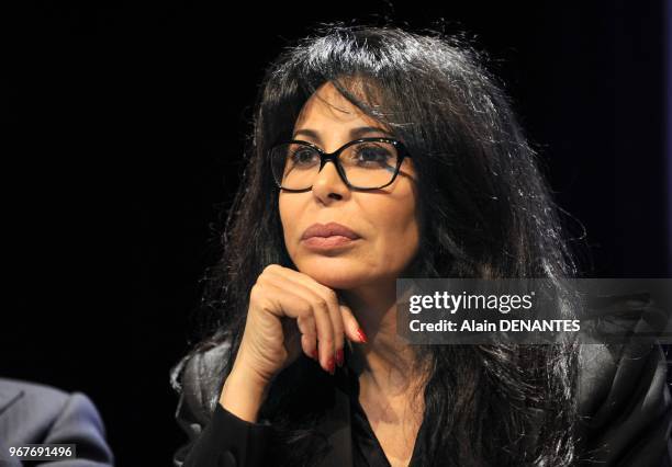 French minister delegate to the minister of foreign affairs in charge of french foreign and francophonie Yamina Benguigui attends to the...