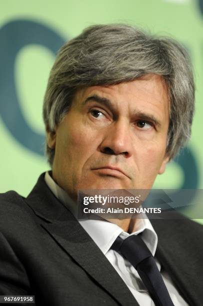 Stephane Le Foll, French Minister of Agriculture, Food and Forestry, participates in parliamentary days of Europe Ecologie Les Verts Party , on...