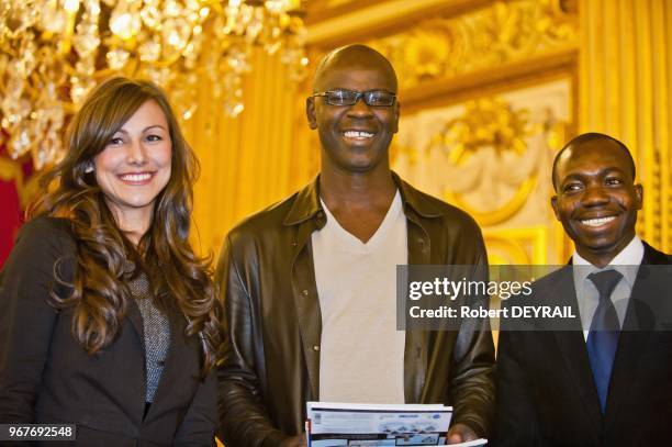 Football star and president of Against Racism Education Fondation LiliaThuram presents Human Rights Prizes to Natacha Engel and Gerard Aiyo human...