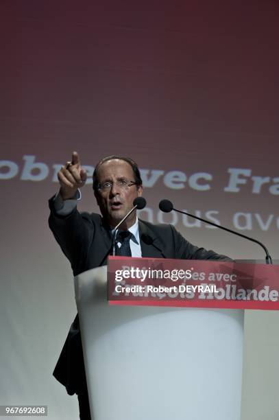 Francois Hollande socialist candidate meeting for french 2012 presidential election on September 14 in Lyon, France.