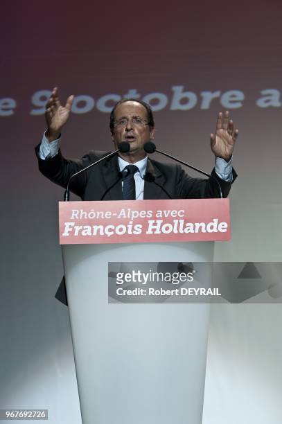 Francois Hollande socialist candidate meeting for french 2012 presidential election on September 14 in Lyon, France.
