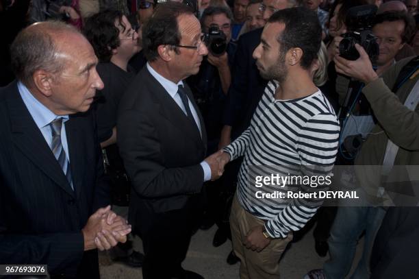 Francois Hollande socialist candidate meeting for french 2012 presidential election on September 14 in Lyon, France.