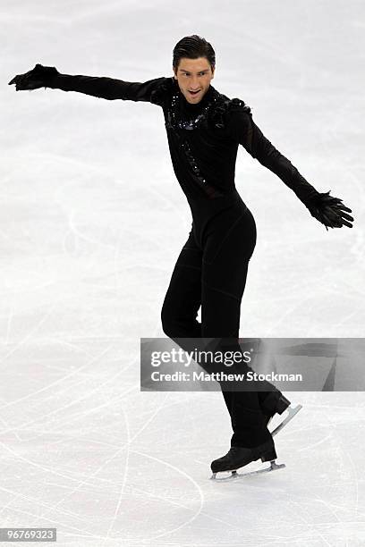 Evan Lysacek of the United States competes in the men's figure skating short program on day 5 of the Vancouver 2010 Winter Olympics at the Pacific...