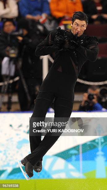 S Evan Lysacek performs in his Figure Skating men's short program at the Pacific Coliseum in Vancouver during the 2010 Winter Olympics on February...