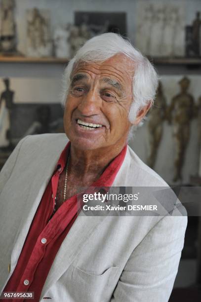 Paul Belmondo Museum - Boulogne Billancourt. Jean-Paul Belmondo visits the Museum of his father Paul, accompanied with his brother and with his...