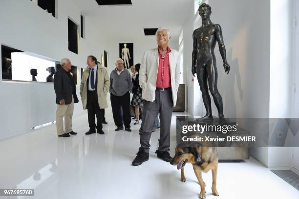 Paul Belmondo Museum - Boulogne Billancourt. Jean-Paul Belmondo visits the Museum of his father Paul, accompanied with his brother and with his...