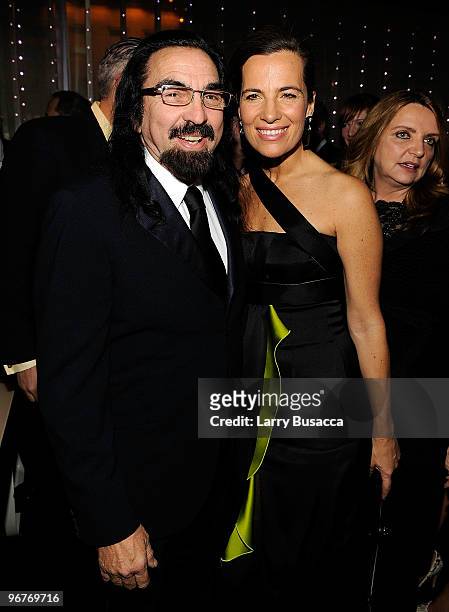 George DiCaprio, father of Leonardo DiCaprio, and Roberta Armani attend the cocktail party to celebrate the New York premiere of "Shutter Island" at...