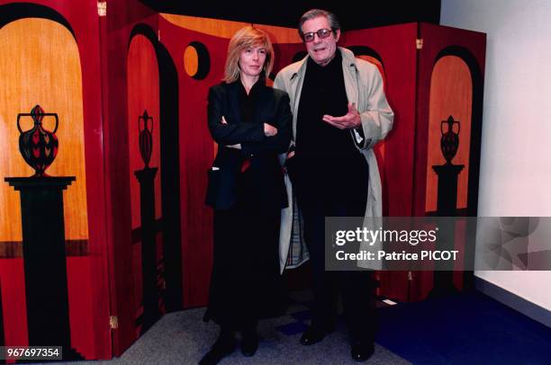 Portrait de la sculptrice Barbara Mastroainni avec son père l'acteur italien Marcello Mastroianni lors d'une exposition de ses oeuvres le 28...