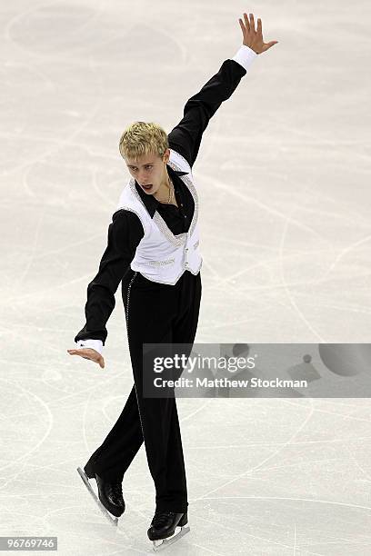 Michal Brezina of Czech Republic competes in the men's figure skating short program on day 5 of the Vancouver 2010 Winter Olympics at the Pacific...