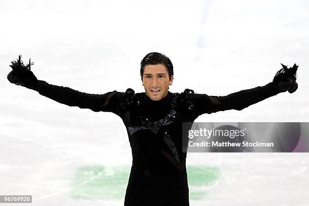 Evan Lysacek of the United States competes in the men's figure skating short program on day 5 of the Vancouver 2010 Winter Olympics at the Pacific...