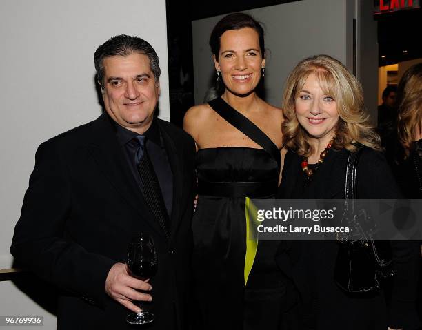 Joseph Germanotta, father of Lady Gaga, Roberta Armani, and Cynthia Germanotta, mother of Lady Gaga, attend the cocktail party to celebrate the New...