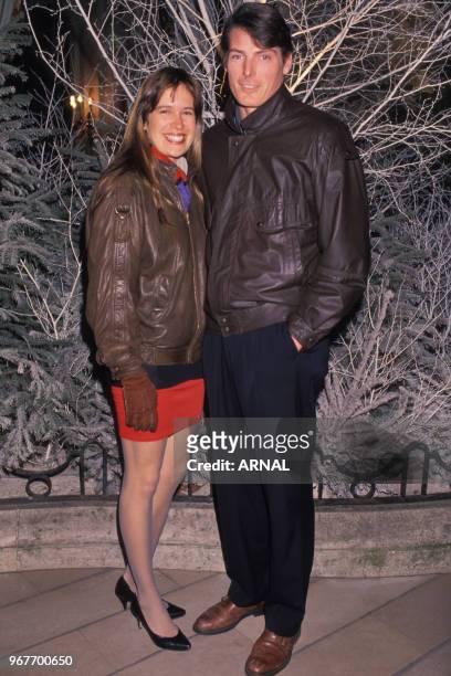 Christopher Reeve et son amie à Paris le 15 janvier 1989, France.
