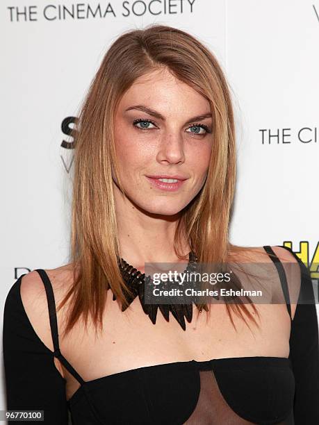 Model Angela Lindvall attends a screening of "Happy Tears" hosted by the Cinema Society and Donna Karan at The Museum of Modern Art on February 16,...