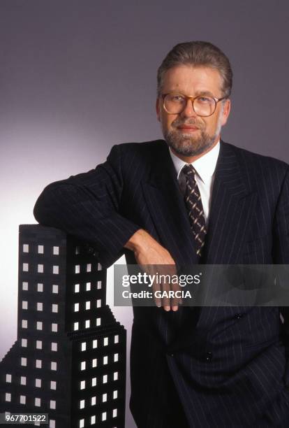 Portrait du promoteur immobilier Christian Pellerin le 15 janvier 1988 à Paris, France.