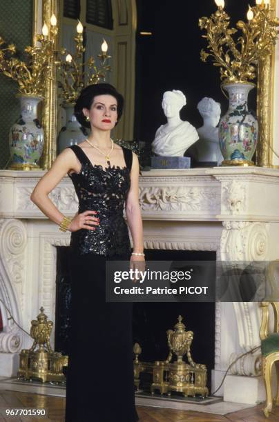 Paloma Picasso chez elle à Paris le 17 avril 1985, France.