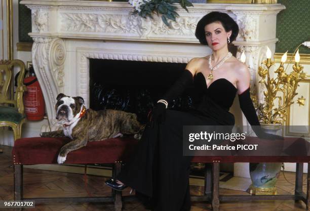 Paloma Picasso chez elle à Paris le 17 avril 1985, France.