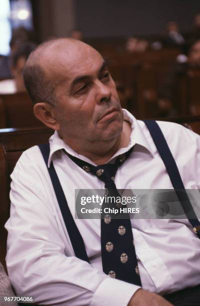 Portrait du militant syndical polonais Jacek Kuron le 16 août 1989 en Pologne.