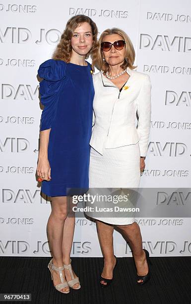 Bianca Spender and Carla Zampatti arrive at the David Jones Autumn/Winter 2010 Season Launch at Central Pier, Docklands on February 17, 2010 in...