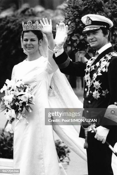 Silvia Sommerlath se marie au prince Carl Gustav de Suède le 19 juin 1976 à Stockholm en Suède.