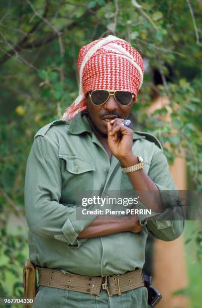 Soldat tchadien le 24 août 1983 au Tchad.
