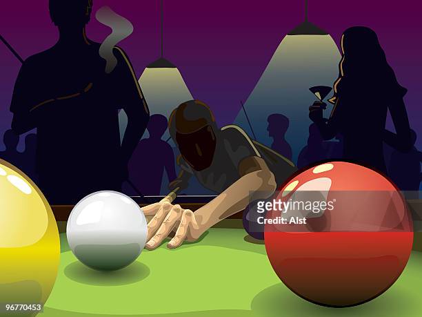 pool players - cue ball stock illustrations