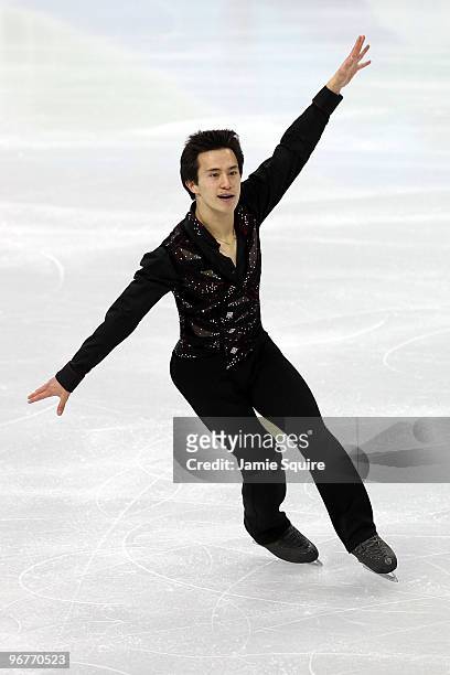 Patrick Chan of Canada competes in the men's figure skating short program on day 5 of the Vancouver 2010 Winter Olympics at the Pacific Coliseum on...