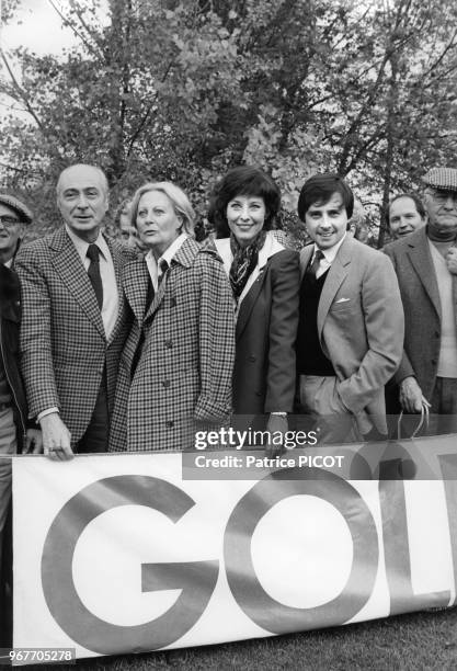 Denise Fabre et Thierry Le Luron au Trophée Lancôme le 29 octobre 1979 à Saint-Nom la Bretèche, France.