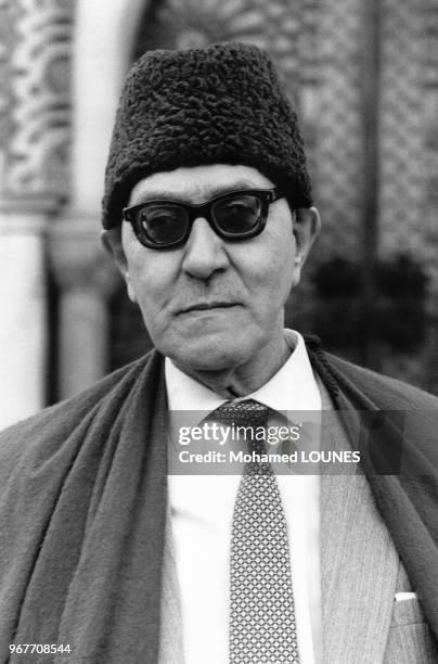 Portrait du Cheik Abbas, recteur de la Mosquée de Paris, le 20 mai 1985 à Paris, France.