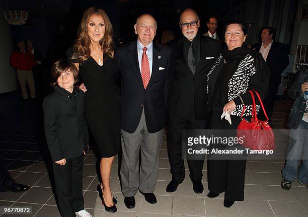 Rene-Charles Angelil, Celine Dion, Wayne Huizenga, Rene Angelil and Marti Huizenga attend the premiere of Celine: Through The Eyes of The World...