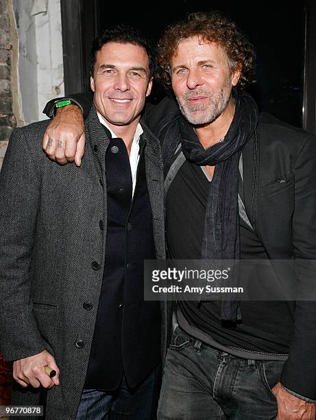 Hotelier and businessman Andre Balazs and diesel CEO Renzo Rosso attend the Diesel Black Gold Fall 2010 cocktail reception February 16, 2010 in New...