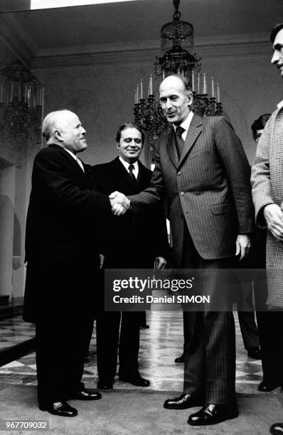 Le Président Habib Bourguiba s'est entretenu en tête à tête avec Valéry Giscard d'Estaing, le 15 novembre 1974 à Paris, France.