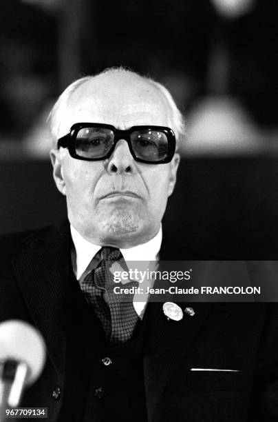 Le Président tunisien Habib Bourguiba assiste au 10ème sommet arabe, le 19 novembre 1979, à Tunis, Tunisie.