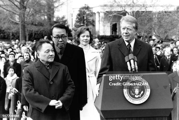 Deng Xiaoping et Jimmy Carter lors de la visite du vice-président chinois à Washington le 28 janvier 1979, Etats-Unis.