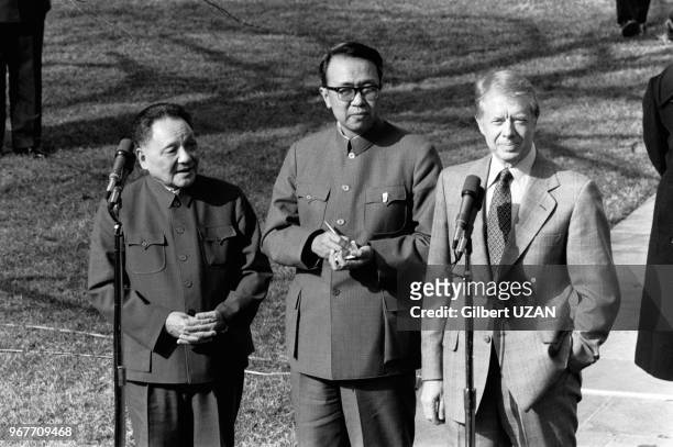 Deng Xiaoping et Jimmy Carter lors de la visite du vice-président chinois à Washington le 28 janvier 1979, Etats-Unis.