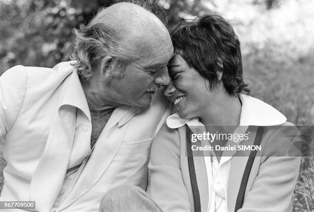 Eddie Barclay et Michelle Demazures peu avant leur mariage le 15 juin 1973 à Paris, France.