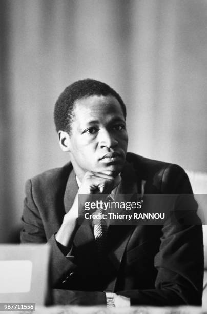 Le capitaine Blaise Campaoré du Burkina Faso lors de la réunion des huit pays du comité inter-états de lutte contre la sécheresse le 24 janvier 1984...