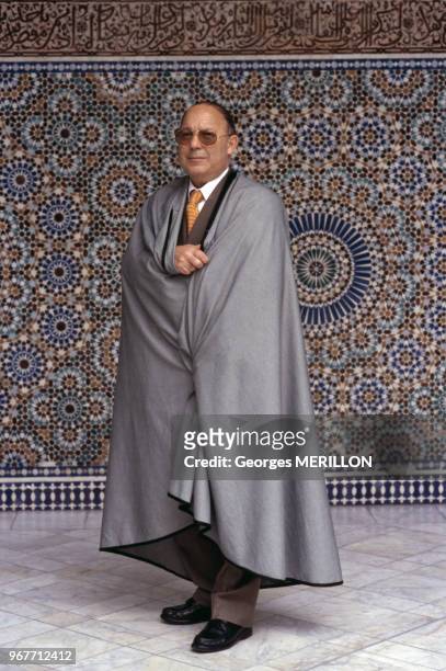 Le recteur de la mosquée de Paris Dalil Boubakeur le 18 février 2000 à Paris, France.