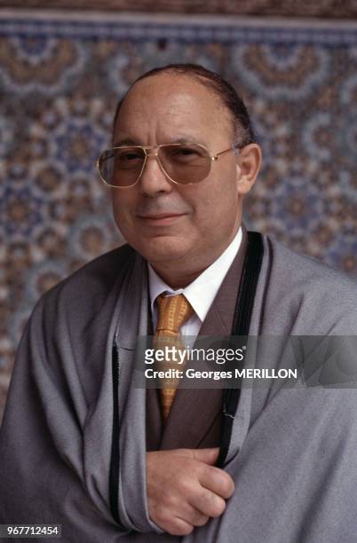 Le recteur de la mosquée de Paris Dalil Boubakeur le 18 février 2000 à Paris, France.
