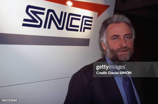 Loïk Le Floch-Prigent, dirigeant d'entreprises, président de la SNCF, le 19 février 1996 à Paris, France.