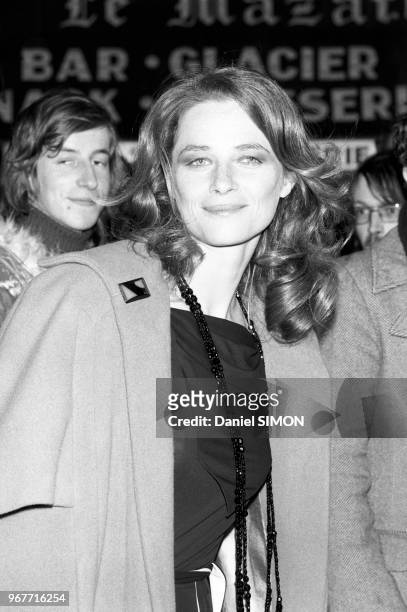Charlotte Rampling à la 1ère du film 'La chair de l'orchidée' à Paris le 28 janvier 1975, France.