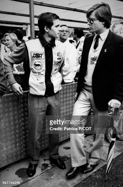 Paul Belmondo et Robertino Rossellini lors du Grand-Prix de Monaco le 16 mai 1983, Monte Carlo.