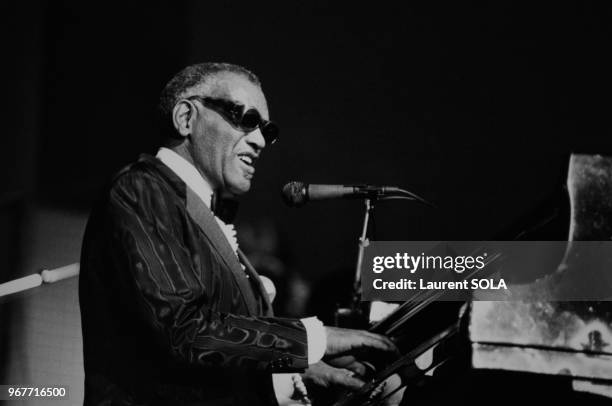 Ray Charles en concert au Palais des Sports le 29 mai 1983 à Paris, France.