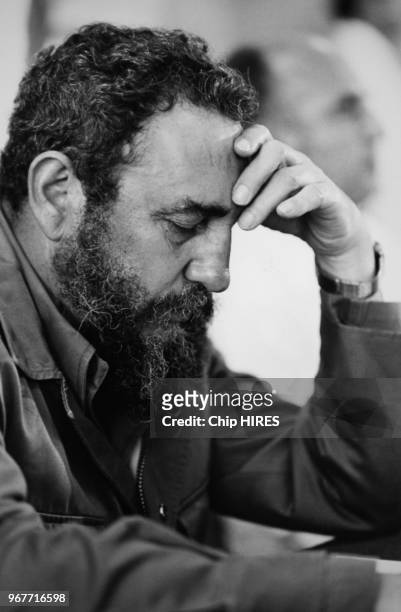 Portrait de Fidel Castro lors d'une visite officielle à Mexico le 17 mai 1979, Mexique.