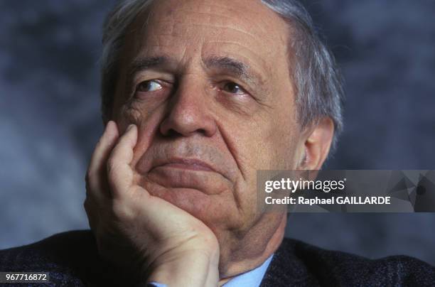 Portrait du compositeur et chef d'orchestre français Pierre Boulez à Paris le 29 janvier 1996, France.