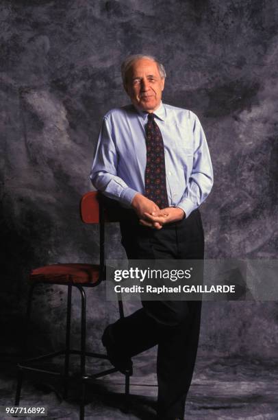 Portrait du compositeur et chef d'orchestre français Pierre Boulez à Paris le 29 janvier 1996, France.