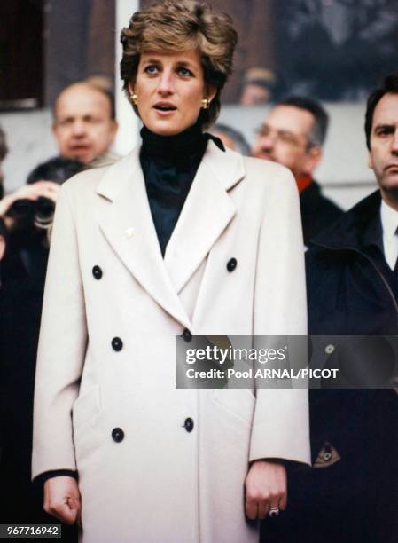 Lady Diana au Parc des Princes pour le match France-pays de galle lors du tournoi des 5 nations le 21 janvier 1995, Paris, France.