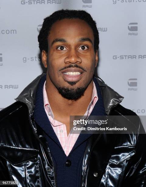 Football player Steven Jackson attends the G-Star Raw Presents NY Raw Fall/Winter 2010 Collection at Hammerstein Ballroom on February 16, 2010 in New...