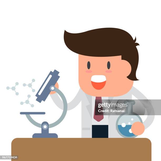 illustrazioni stock, clip art, cartoni animati e icone di tendenza di scienziato - scientist-cartoon