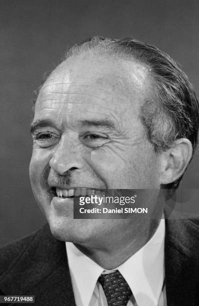Jean Sauvagnargues, homme politique, le 16 septembre 1974 à Paris, France.