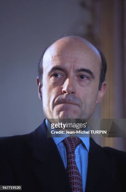 Alain Juppé lors d'une conférence de presse à Paris le 16 janvier 1996, France.